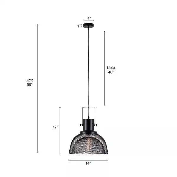 Hdc 1 Light Black Body Meshed Shade Pendant Light - HDC Lights