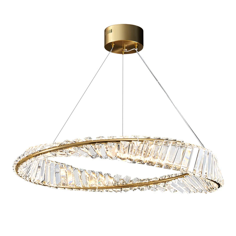 HDC Crystal Tilt Glass Modern LED Chandelier 500 MM Ring - Warm White