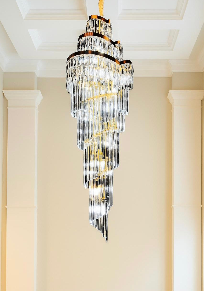 HDC 1800mm Luxury Modern Crystal Double Height Chandelier For Staircase