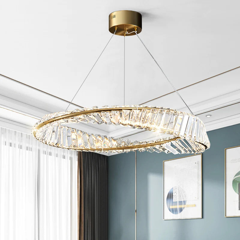 HDC Crystal Tilt Glass Modern LED Chandelier 500 MM Ring - Warm White