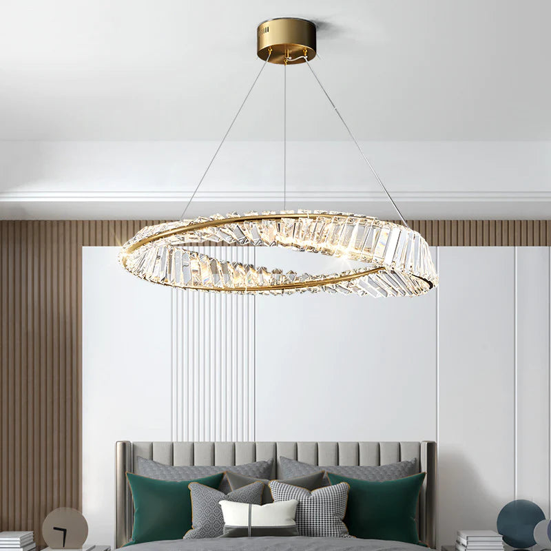 HDC Crystal Tilt Glass Modern LED Chandelier 500 MM Ring - Warm White