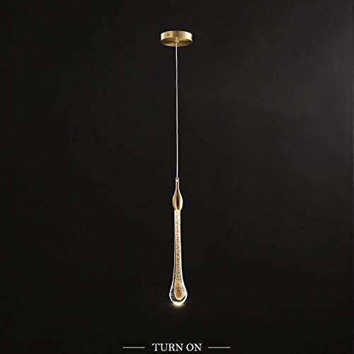 HDC Led 1 Light Gold Crystal Long Pendant Ceiling Lamp Light Fixture - Tricolor