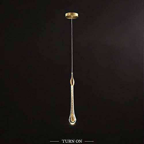 HDC Led 1 Light Gold Crystal Long Pendant Ceiling Lamp Light Fixture - Tricolor