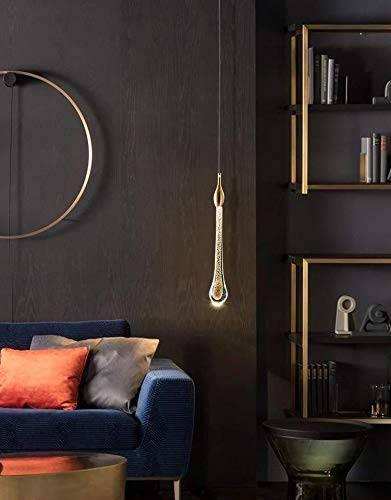 HDC Led 1 Light Gold Crystal Long Pendant Ceiling Lamp Light Fixture - Tricolor