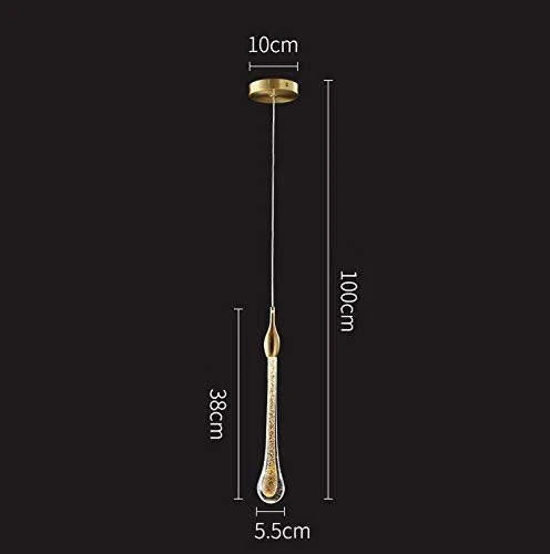 HDC Led 1 Light Gold Crystal Long Pendant Ceiling Lamp Light Fixture - Tricolor