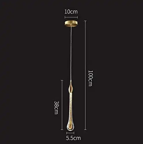 HDC Led 1 Light Gold Crystal Long Pendant Ceiling Lamp Light Fixture - Tricolor