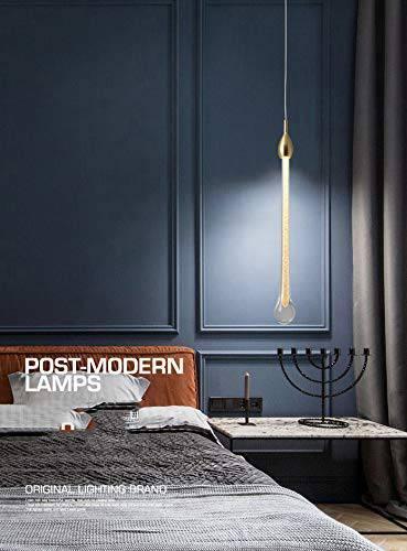HDC Led 1 Light Gold Crystal Long Pendant Ceiling Lamp Light Fixture - Tricolor