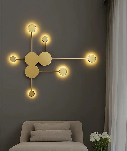HDC 6 Led Modern Golden Wall Art Light For Living Room- Tricolor