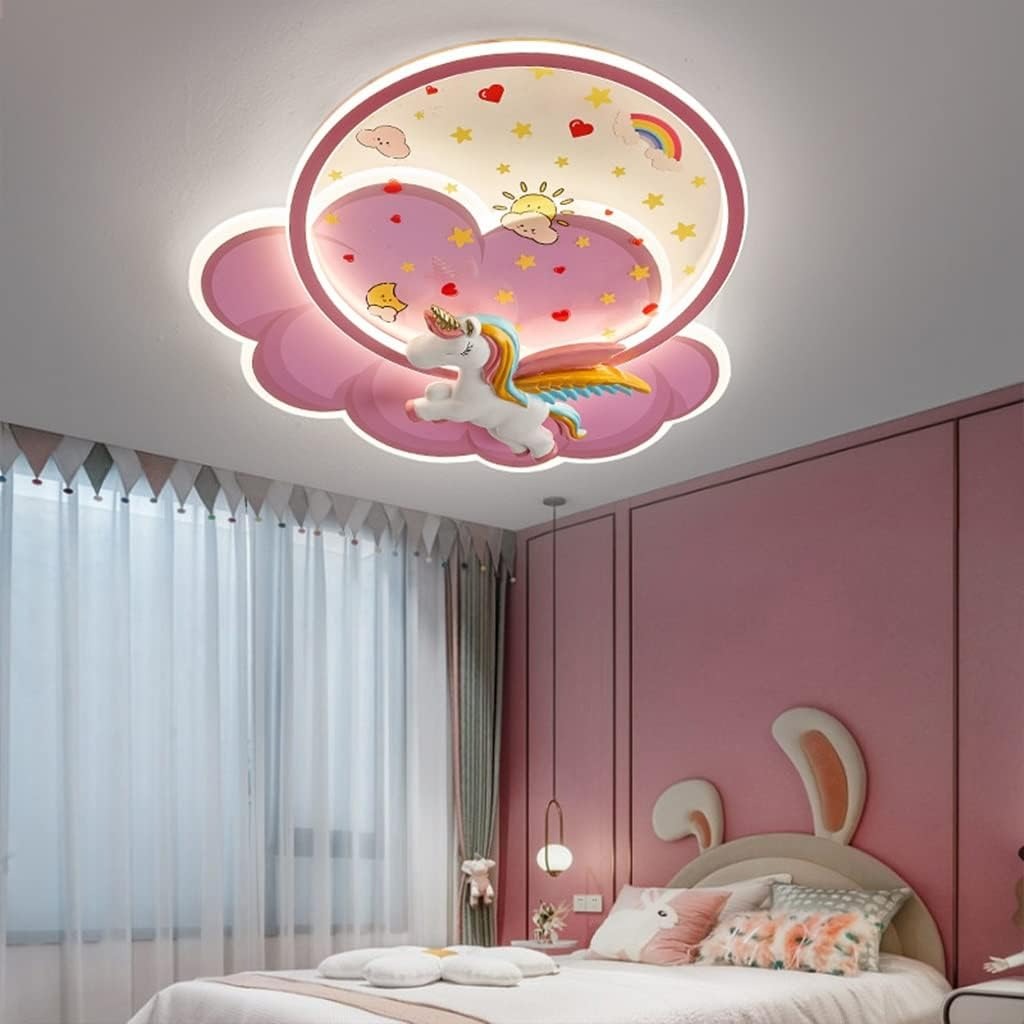 Hdc 500mm Princess Room Unicorn Ceiling Lamp LED Pink Ceiling Chandelier for Bedroom Nursery Room Girl Kid