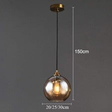 Hdc Modern Amber Glass Pendant Light Adjustable Hanging Ceiling Lamp for Dining Room, Bedroom & Living Spaces