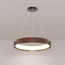 HDC NordicCraft Wood & Black LED Ring Pendant Light For Living Room
