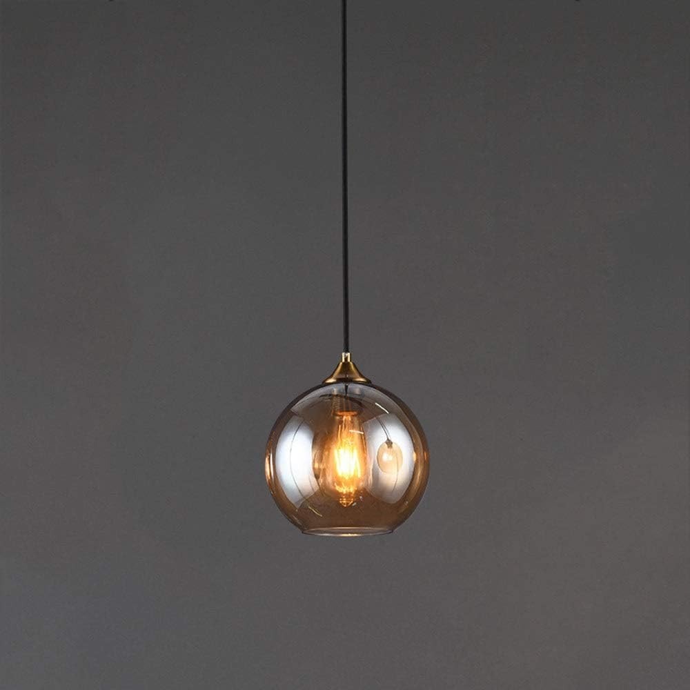 Hdc Modern Amber Glass Pendant Light Adjustable Hanging Ceiling Lamp for Dining Room, Bedroom & Living Spaces
