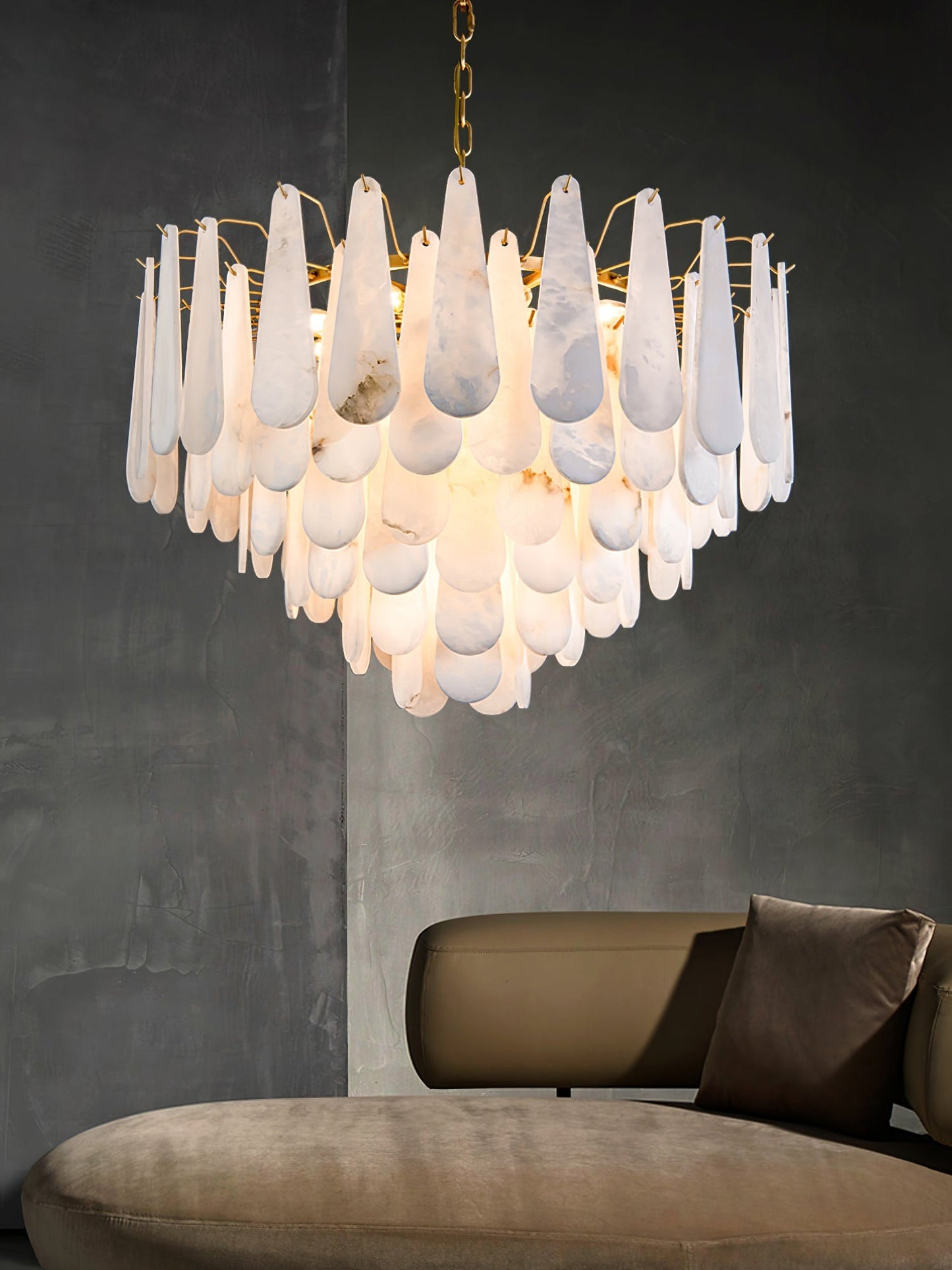 HDC 800mm Modern Teardrop White Shell Luxury Decorative Ceiling Chandelier Light
