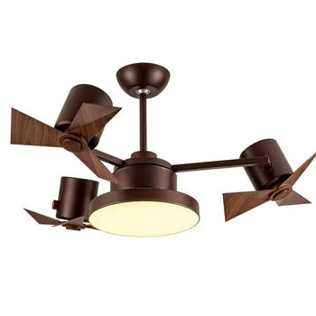Hdc Modern Function Ceiling Fan with LED Light – 3 Mini Rotors, Dual-Tone Wood Finish, Remote Control, Energy Efficient Design