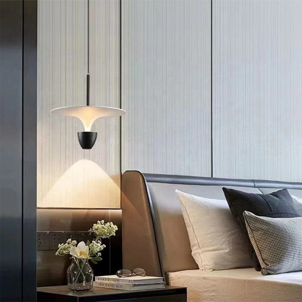 HDC Nordic minimalist flying saucer black white grey crystal pendant lamp