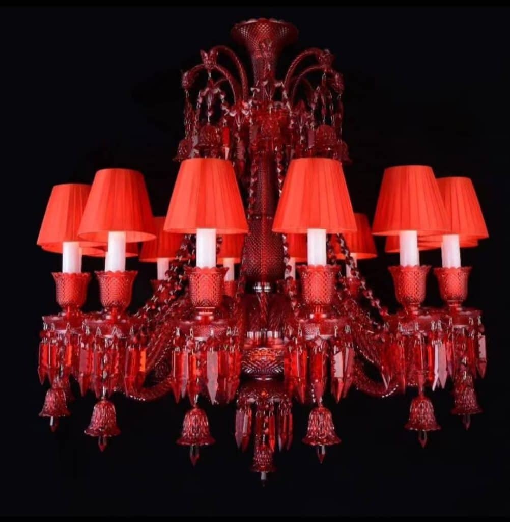 HDC 12 Lights Tier Shade Design Imperial Ruby Crystal Chandelier For Living Room