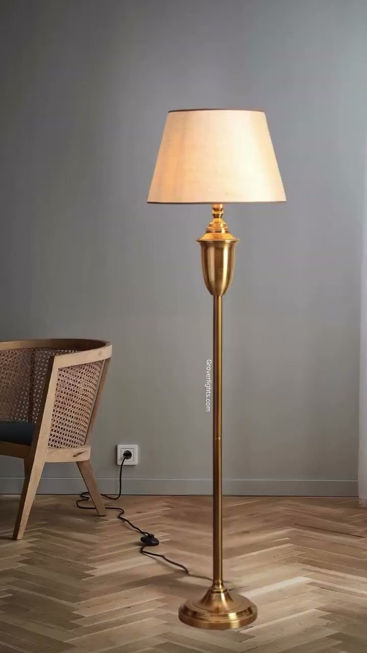 HDC Metal Frame With Beige Fabric Top Floor Standing Lamp Living Room Light For Home Lighting Standing Lamp