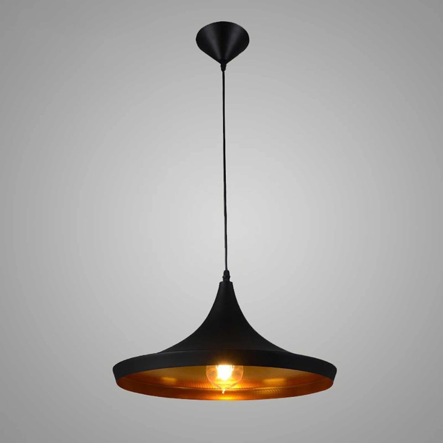 HDC AuraCurve Black Pendant Light with Golden Inner Glow For Living Room