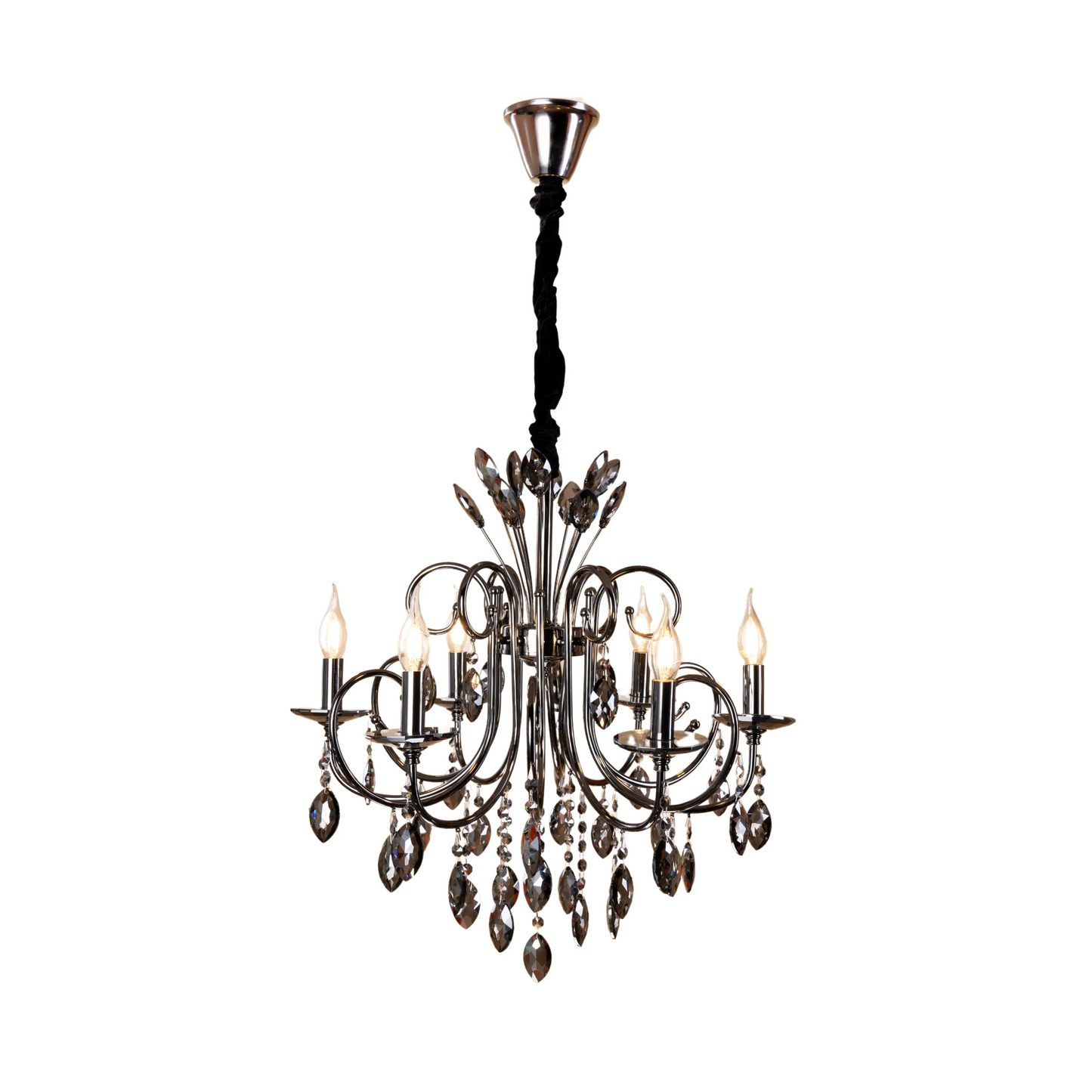 HDC 6-Light Luxe Pearl-Black Crystal Elegance Chandelier For Living Room