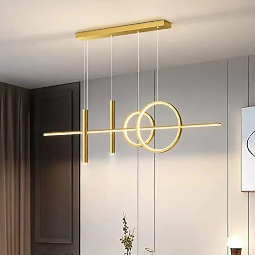 HDC 1000mm Linear Gold Rings LED Pendant Light For Living Room