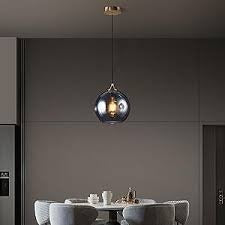 Hdc Modern Smoky Glass Pendant Light Adjustable Hanging Ceiling Lamp with for Dining Room, Bedroom & Living Spaces
