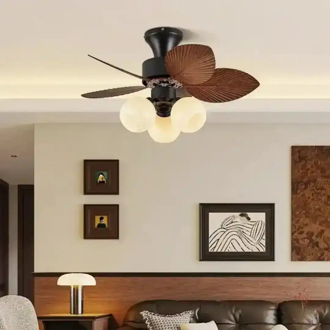 Hdc Tropical Ceiling Fan With Led Light And Remote Control 28 Inch Palm Reversible Fan Light 5 Leaf Blades And Balance Clips