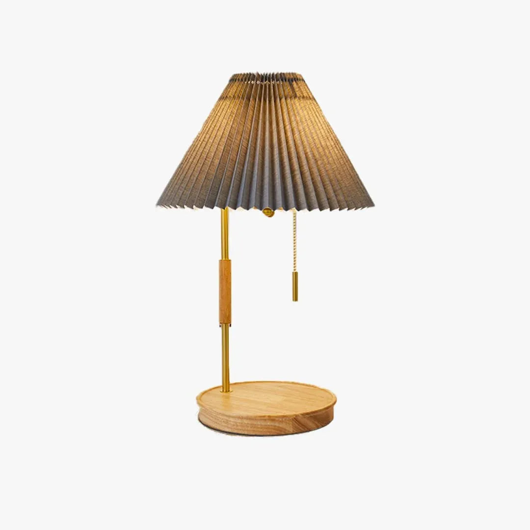 Hdc Retro Desk Lamp Pleated Frey Fabric Lamp Cover with Pull Chain - Warm White