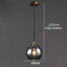 Hdc Modern Smoky Glass Pendant Light Adjustable Hanging Ceiling Lamp with for Dining Room, Bedroom & Living Spaces