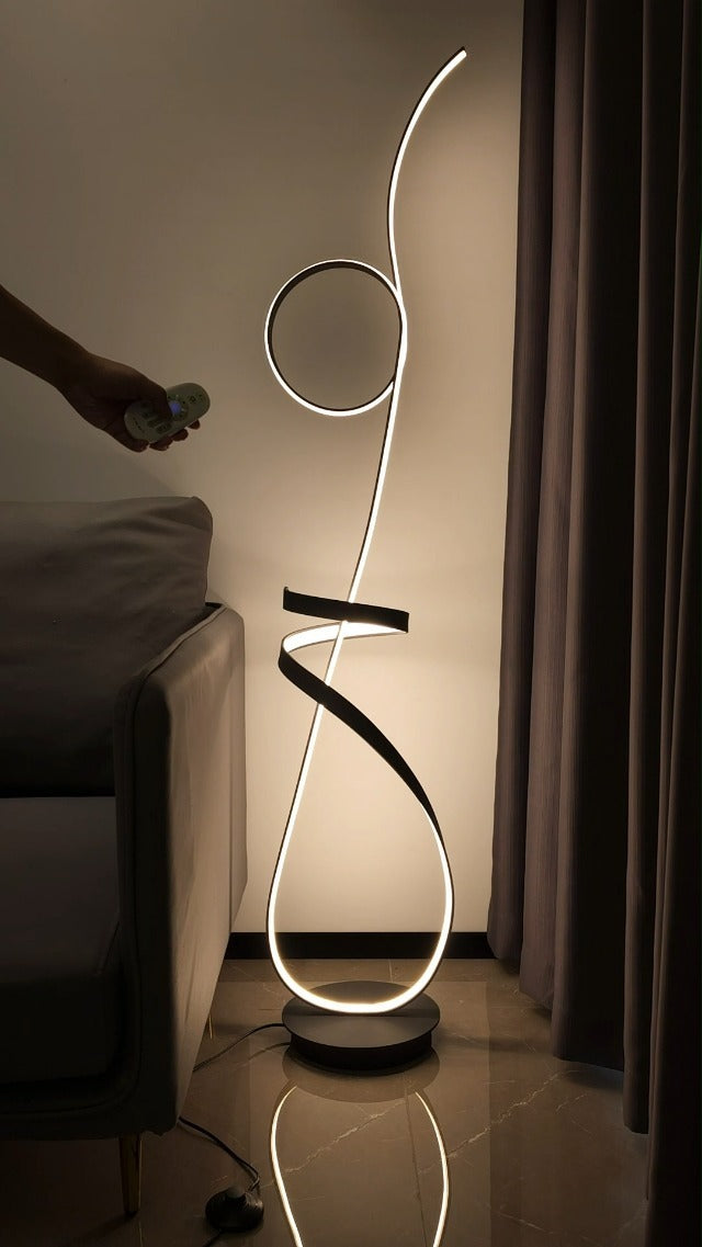 HDC Modern Unique LED Matt Black Floor Lamp For Living Room
