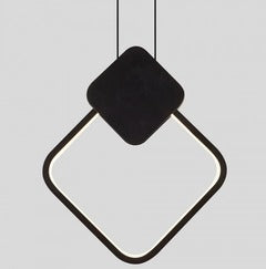 HDC Led 1 Light Modern Pendant Lighting Bedside Minimalist Aluminium - Black (Square)