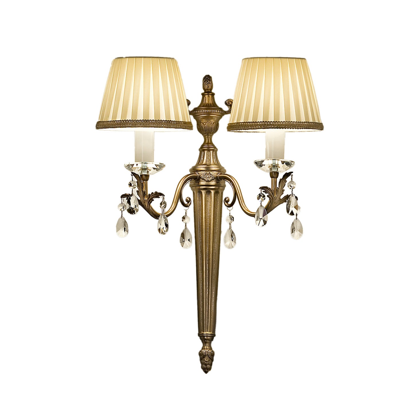 Hdc 2 Side polished gold Wall Light With Bright crystal Hangings