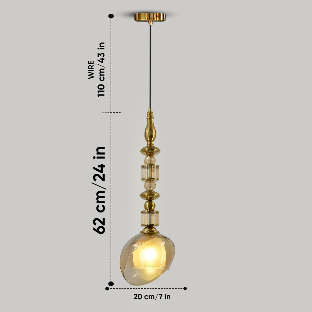 HDC Luxury Amber/Smoke Glass Pendant Light for Living Room & Bedroom