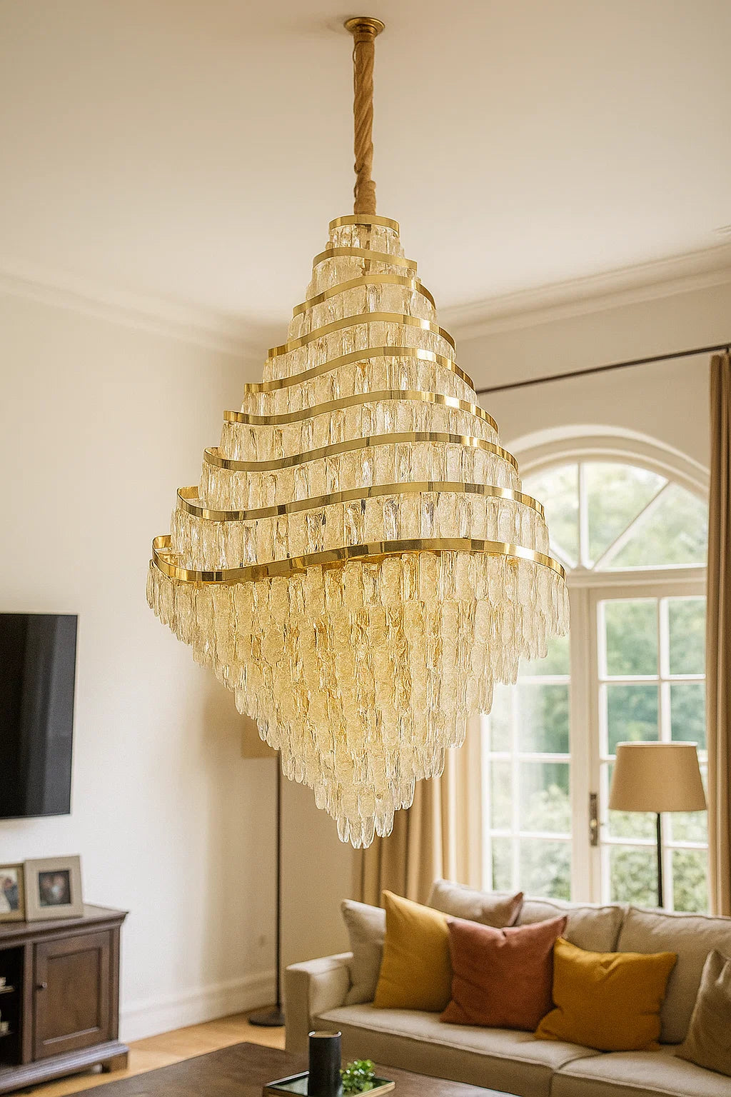 HDC 1500mm Grand Spiral Crystal Double Height Chandelier for Staircase