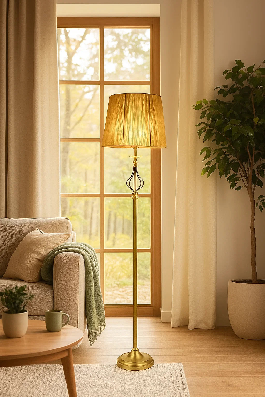 Hdc Velvet Lamp Shade, Classic Standing Lamp for Living Room and Bedroom, Foot Switch Design