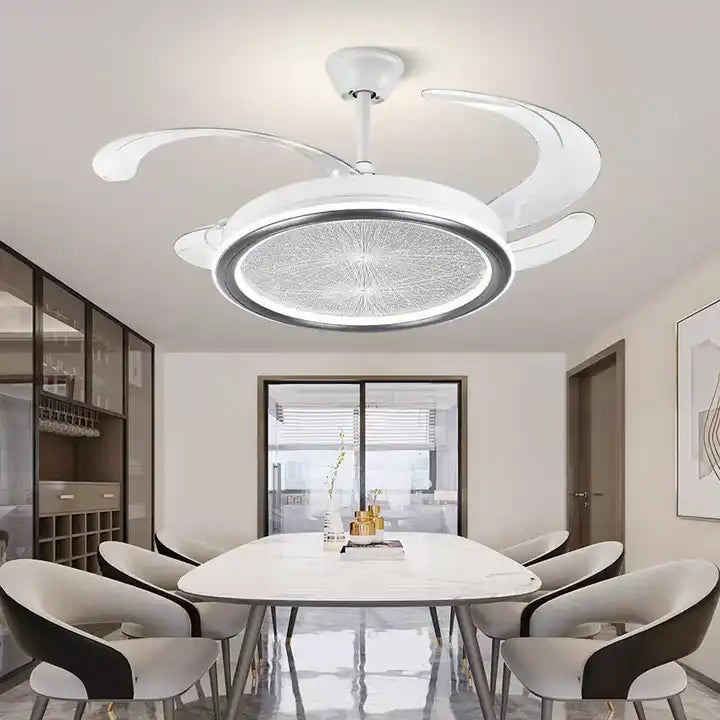 Hdc Invisible Ceiling Fan Chandelier With Remote Control 4 Retractable Abs Blades