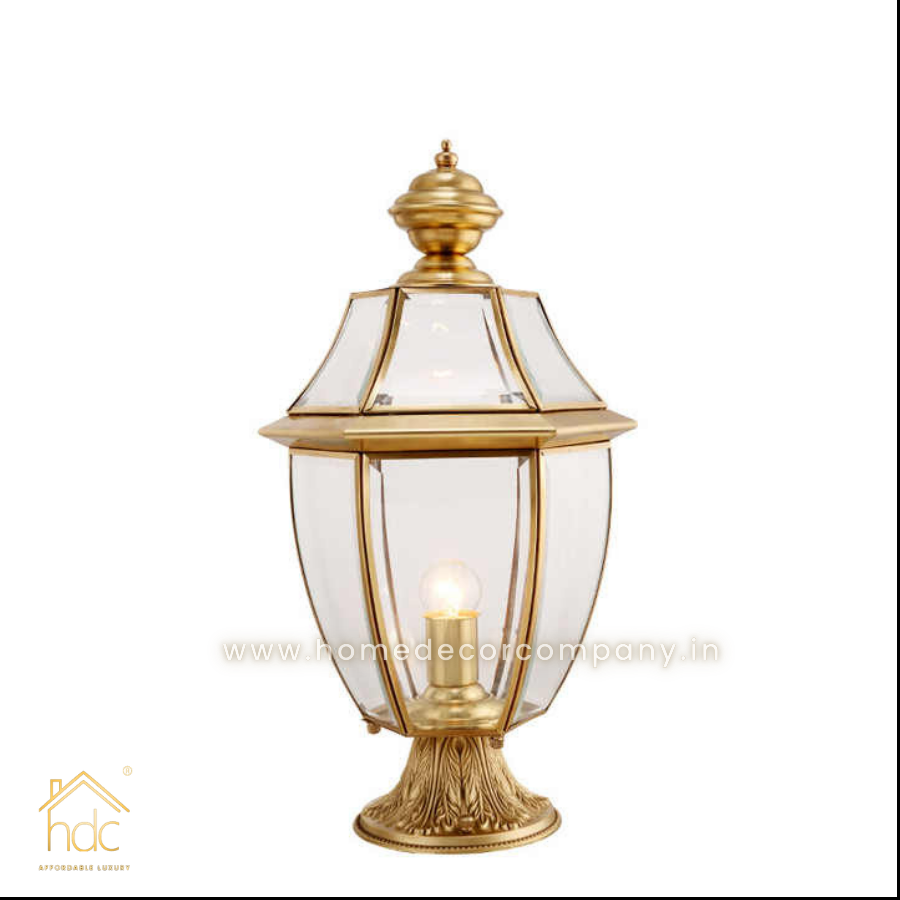 HDC Modern Pillar Light Brass Gate Lamp E27 Lantern Post - Bronze