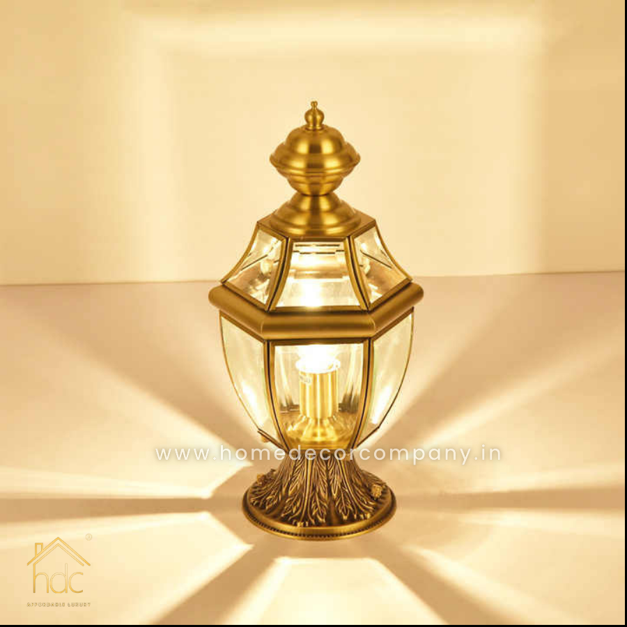 HDC Modern Pillar Light Brass Gate Lamp E27 Lantern Post - Bronze