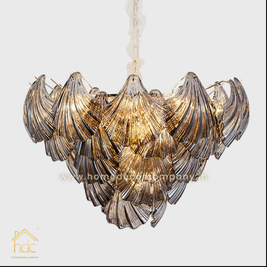HDC 800mm Postmodern Luxury Smoky Grey Glass Chandelier Living Room