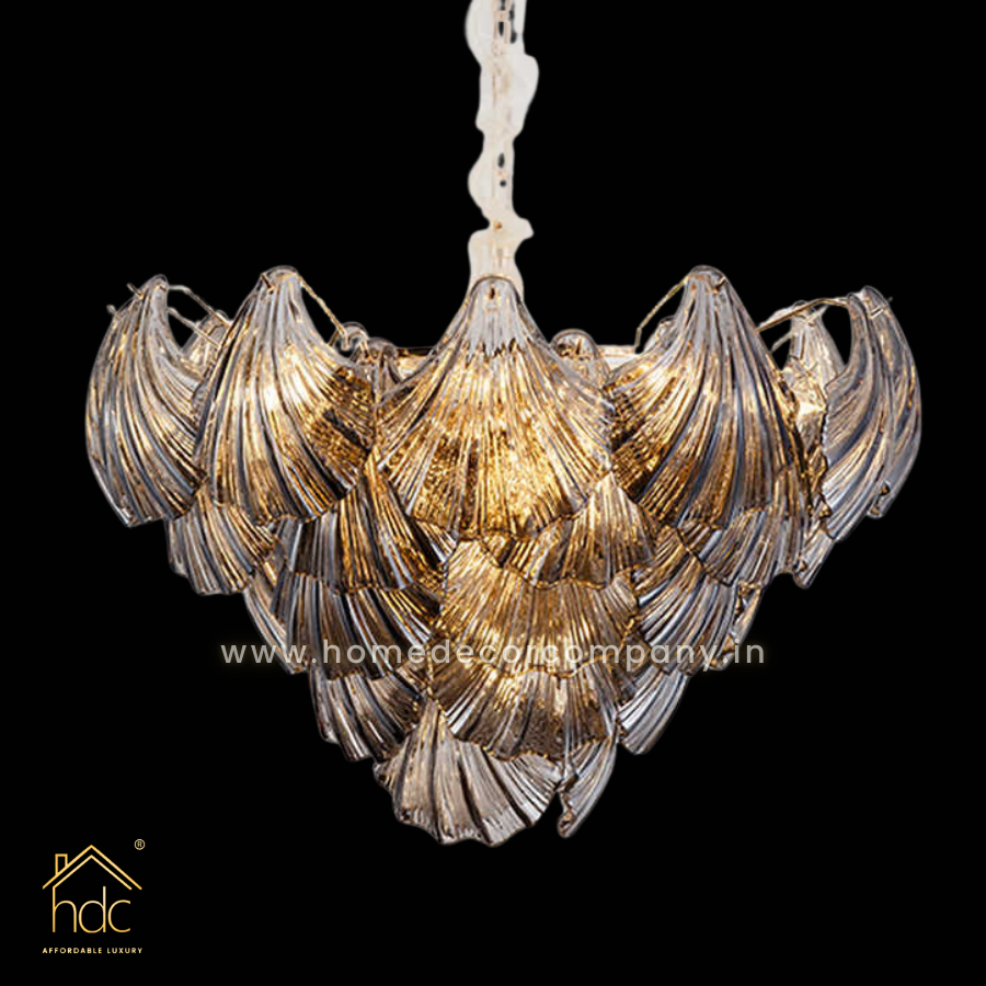 HDC 800mm Postmodern Luxury Smoky Grey Glass Chandelier Living Room