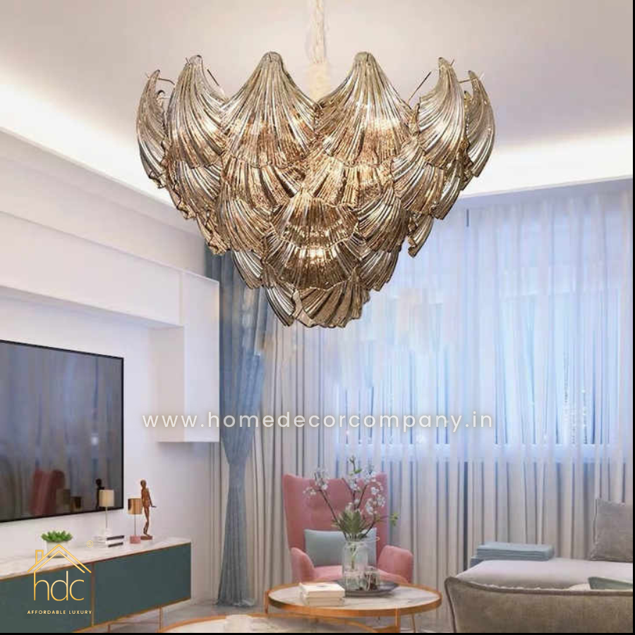 HDC 800mm Postmodern Luxury Smoky Grey Glass Chandelier Living Room