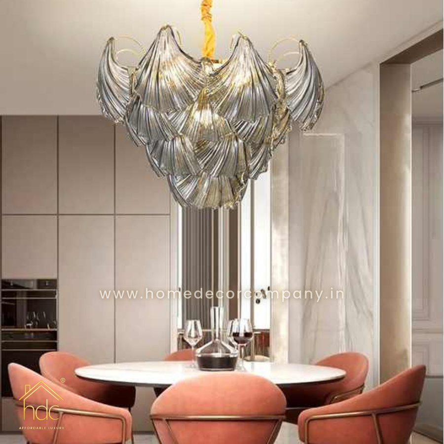HDC 800mm Postmodern Luxury Smoky Grey Glass Chandelier Living Room
