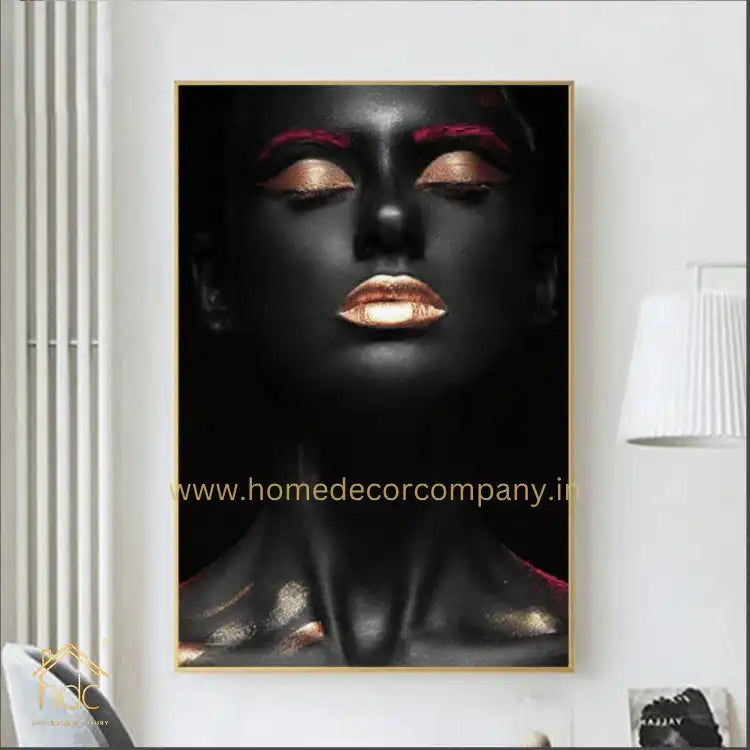 Hdc Wall Art African Woman Close Eye Print on Canvas Black Girl Poster and Staircase Decorative Print