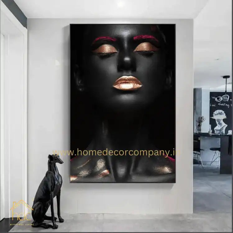 Hdc Wall Art African Woman Close Eye Print on Canvas Black Girl Poster and Staircase Decorative Print