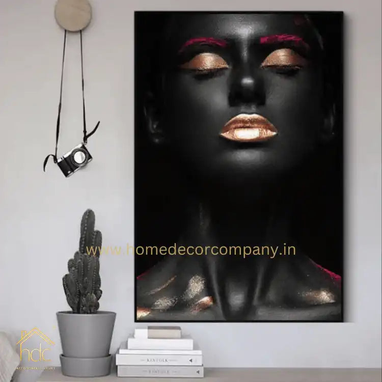 Hdc Wall Art African Woman Close Eye Print on Canvas Black Girl Poster and Staircase Decorative Print