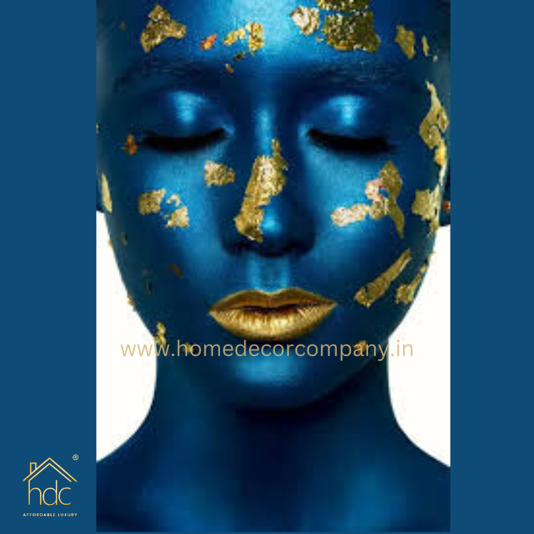 Hdc Blue Gold Woman Canvas Poster Painting African Girl Print making Modern Portrait Art Picture Living Room Home Decor
