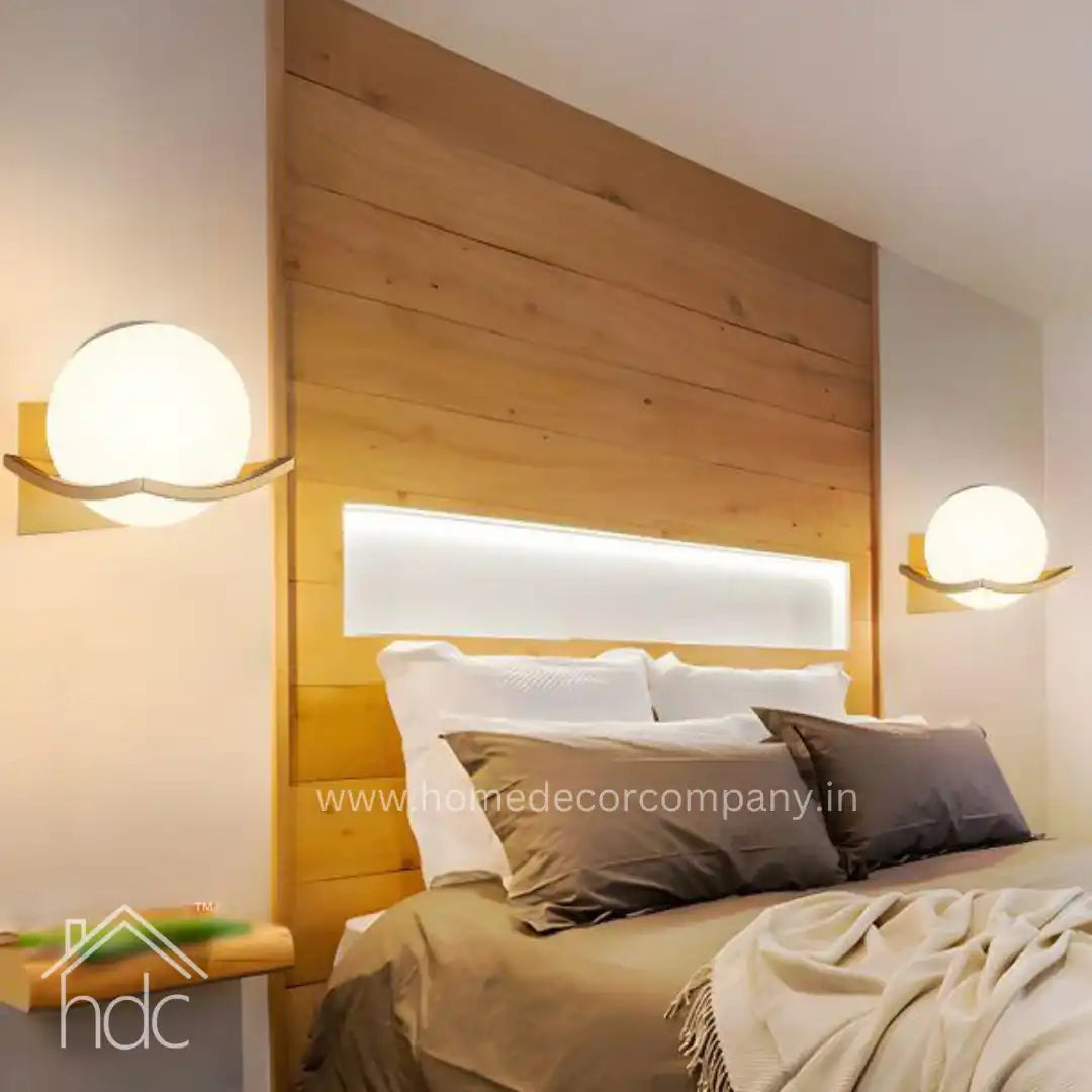 Hdc Electroplated Golden Frosted Glass Ball Wall Light Sconce for Bedroom Living Room