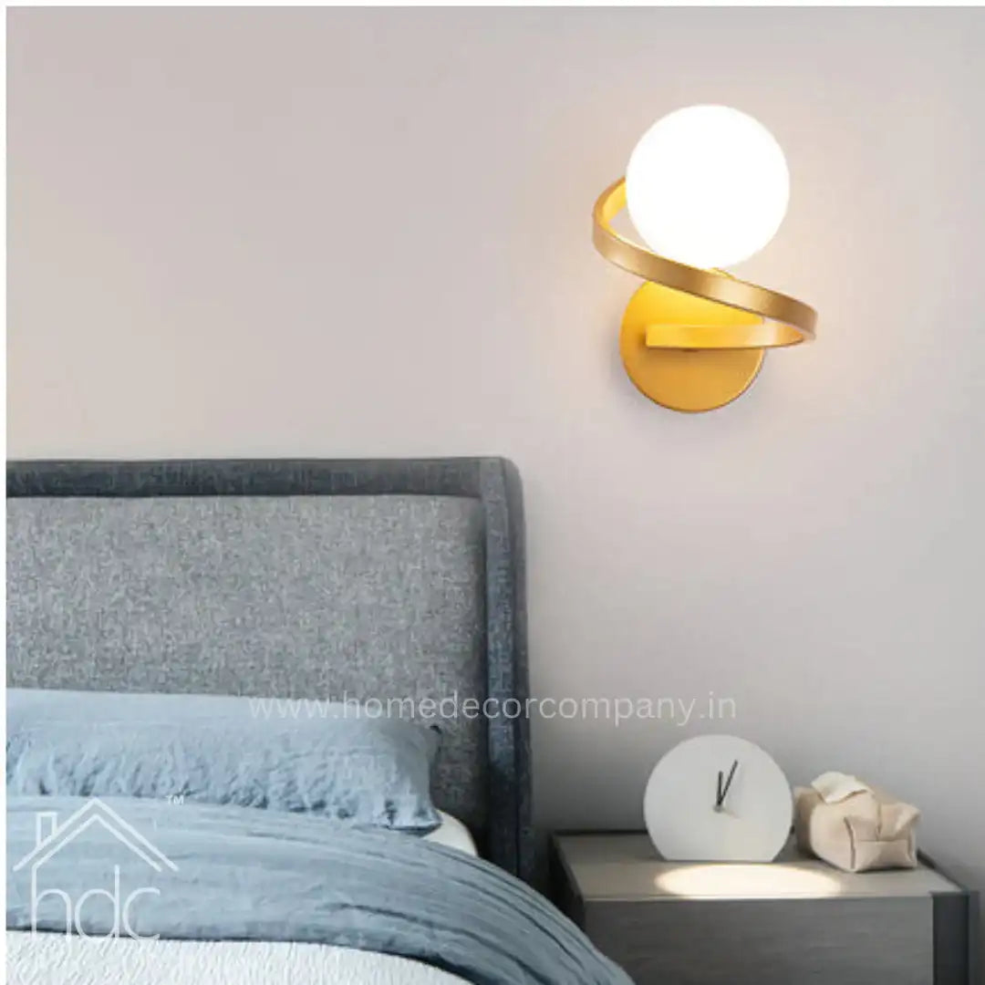 Hdc Electroplated Golden Frosted Glass Ball Wall Light Sconce for Bedroom Living Room