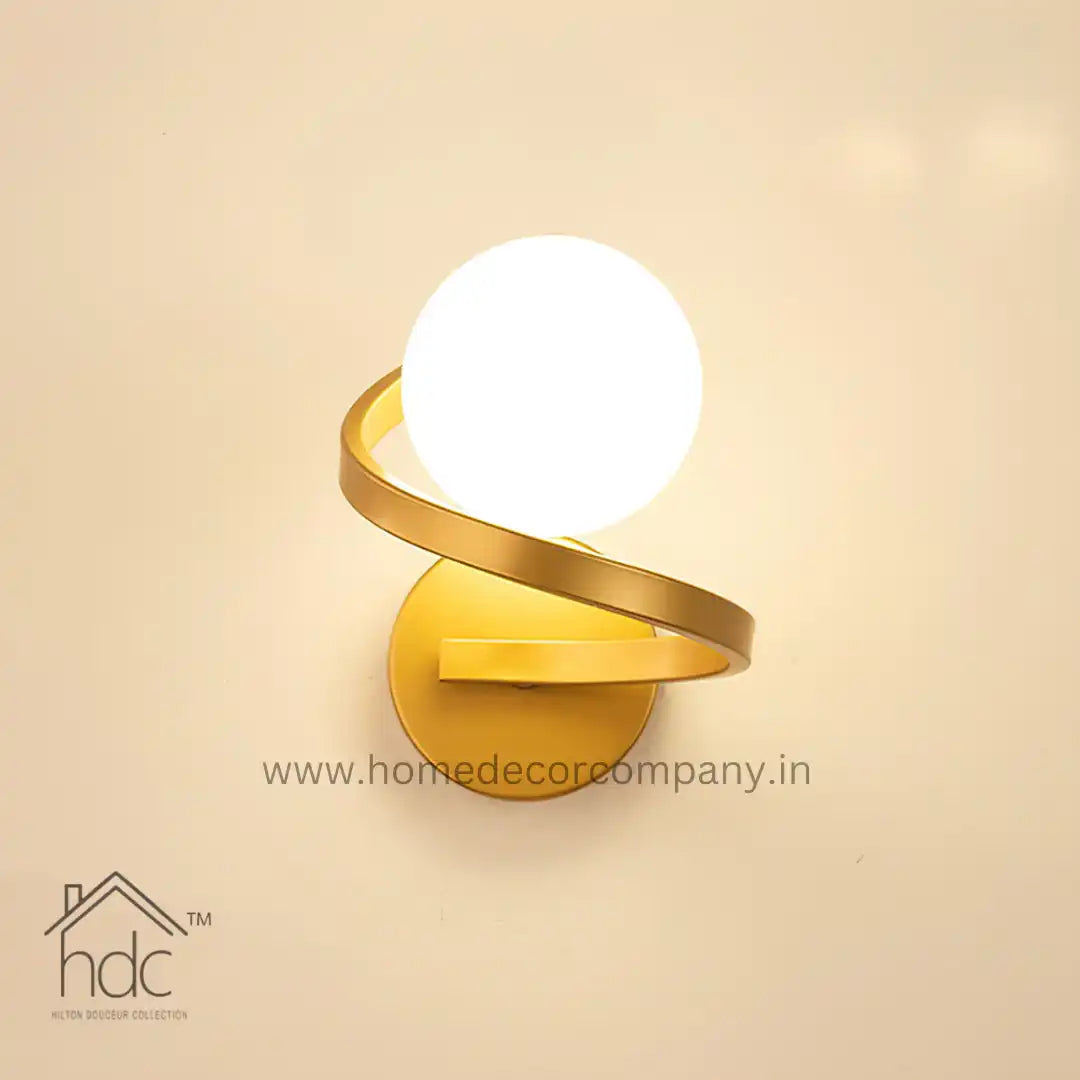 Hdc Electroplated Golden Frosted Glass Ball Wall Light Sconce for Bedroom Living Room