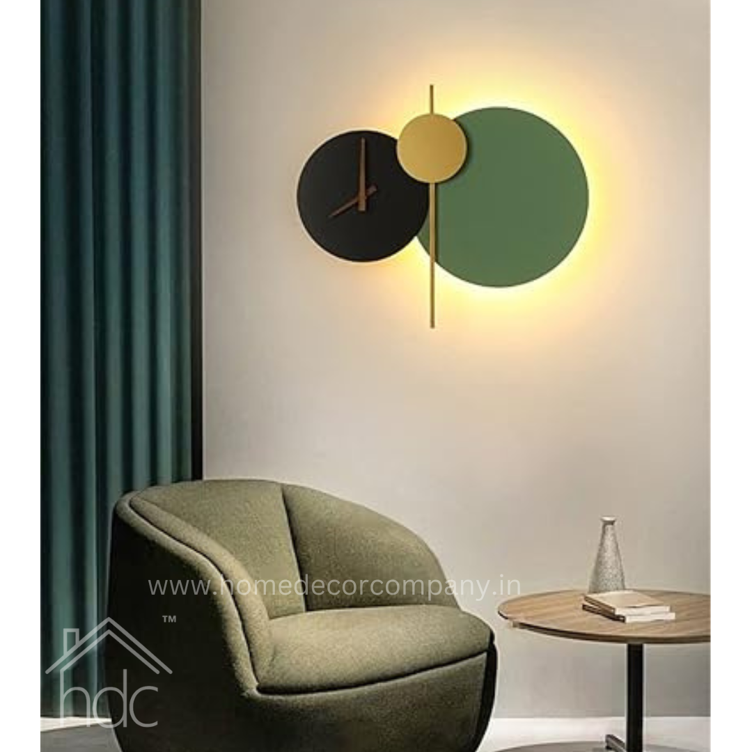HDC Nordic minimalist mute clock wall lamp living room background wall clock art deco personality wall light