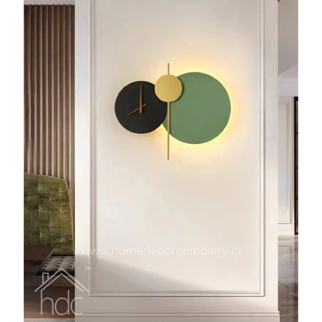 HDC Nordic minimalist mute clock wall lamp living room background wall clock art deco personality wall light